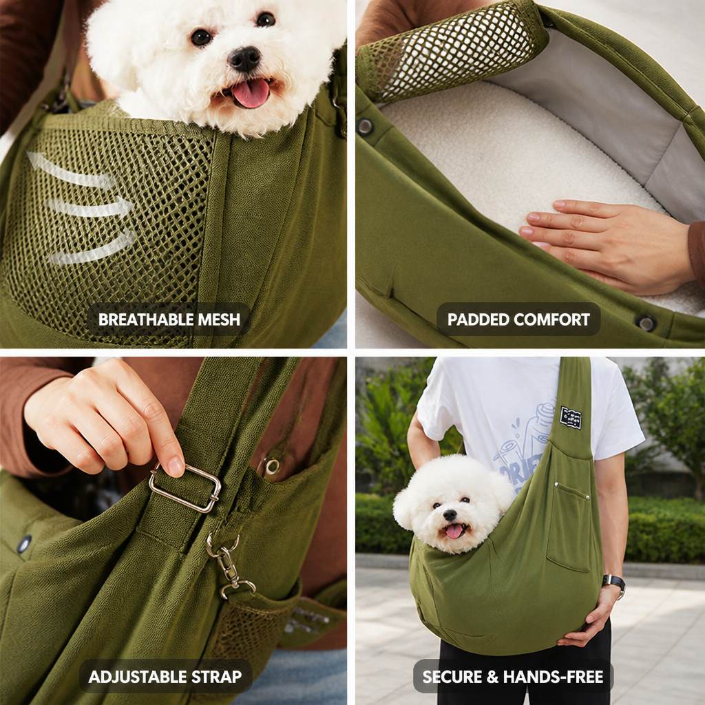 Porte-Chien Sling en Maille Ventilée et Rembourrée