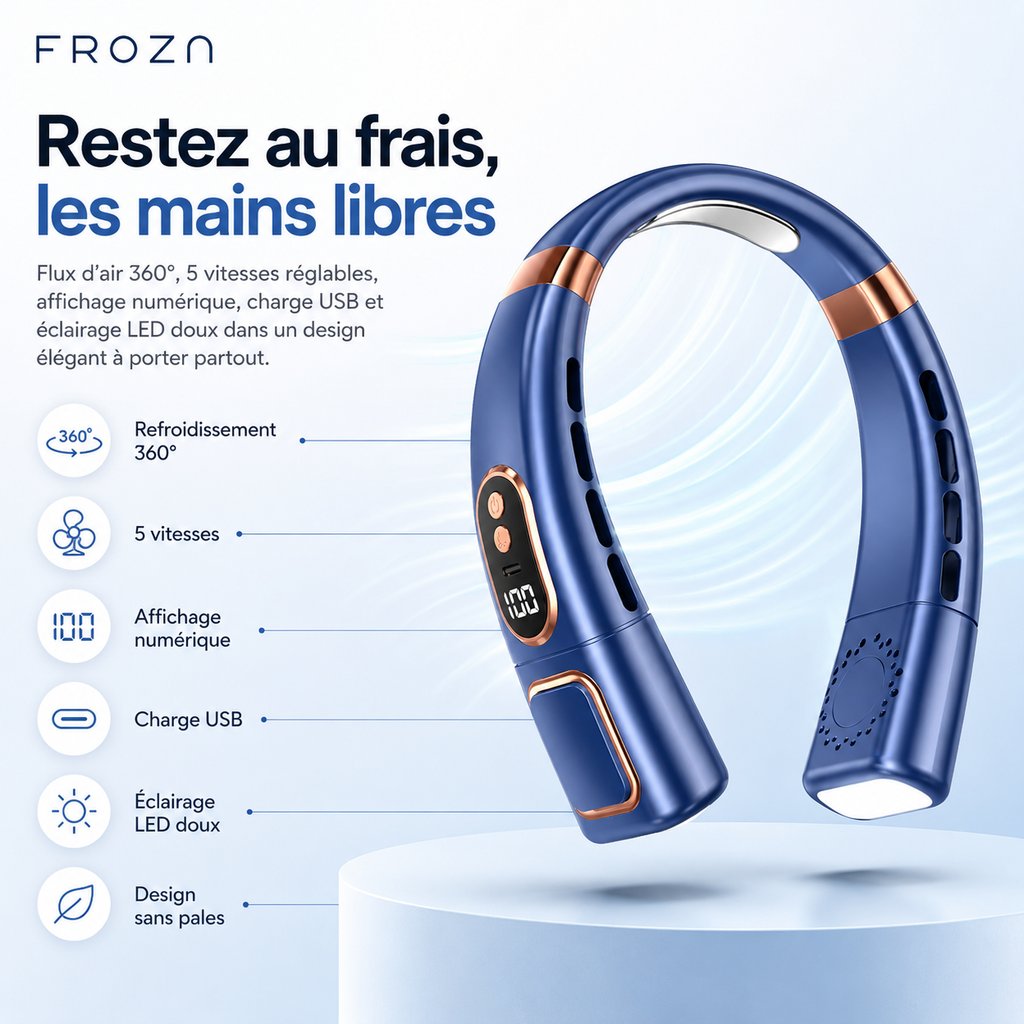 Froza – Ventilateur de Cou Numérique à Refroidissement 360°