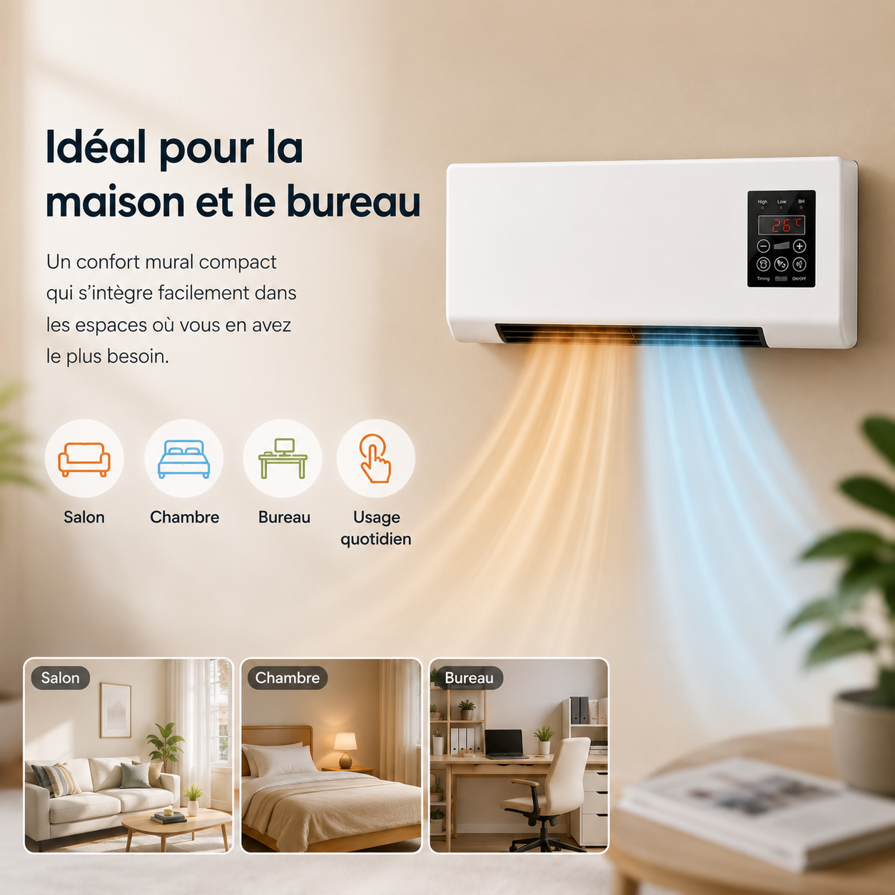 Climatisation | Chauffage et Refroidissement | Monté au Mur avec Télécommande
