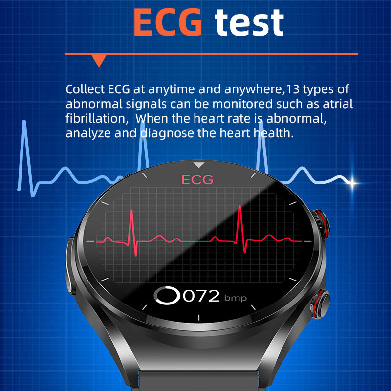 Mesure de la glycémie d'un clic|Glycémie Pression artérielle ECG|ECG HRV Surveillance de la fréquence cardiaque Montre Smart Santé