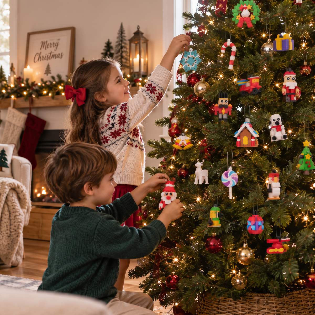 Calendrier de l'Avent en briques décoratives de Noël