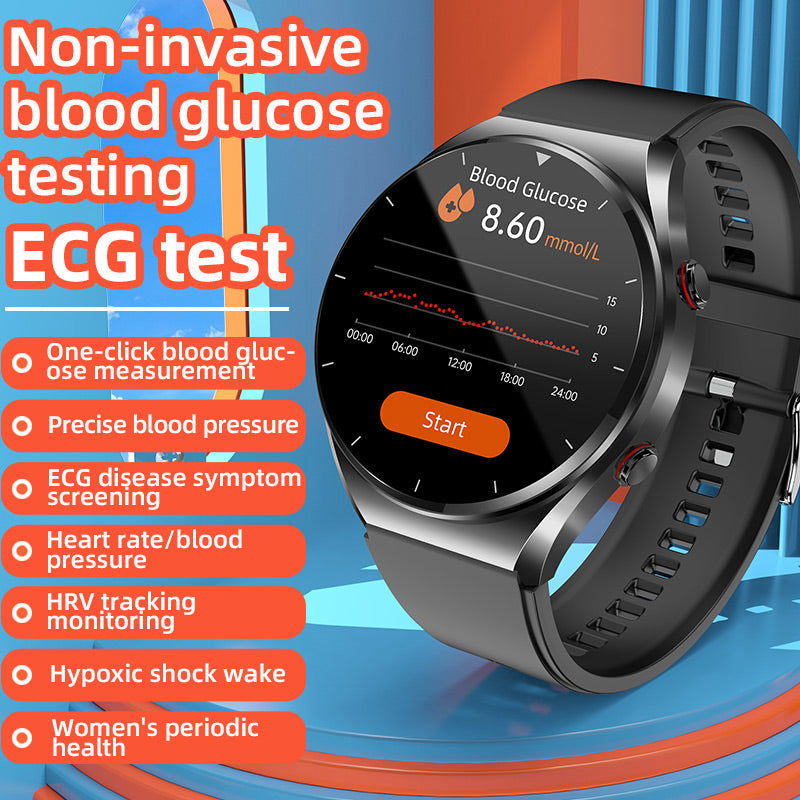 Mesure de la glycémie d'un clic|Glycémie Pression artérielle ECG|ECG HRV Surveillance de la fréquence cardiaque Montre Smart Santé