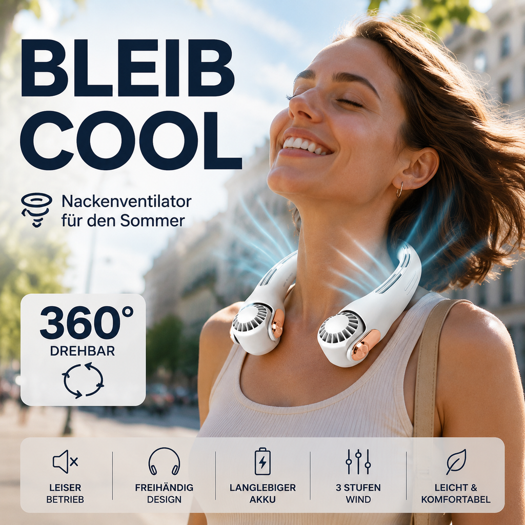 AirGo™ Ventilateur de Cou Premium – Refroidissement mains libres pour les déplacements
