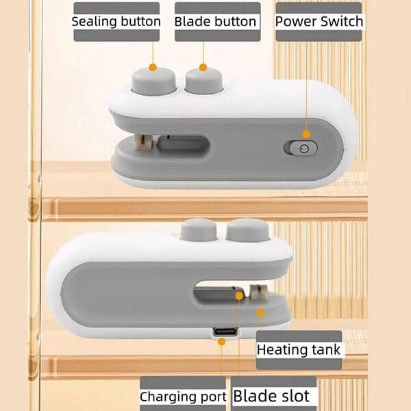 SealEase Mini 2-en-1 Scelleur et Coupeur avec Chargement USB-C