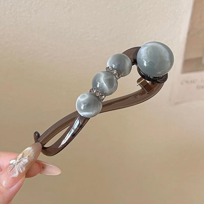 Élégant Clip à Cheveux en Perles de Rose Tordue