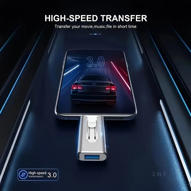 USBDrive - Compact et Durable Multi‑Appareil 4‑En‑1 Clé USB