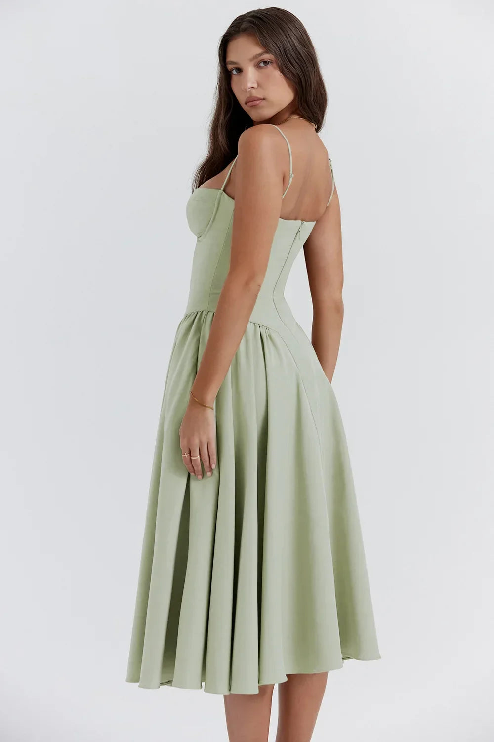 Vivi™ | Robe midi sans manches avec coupe corset