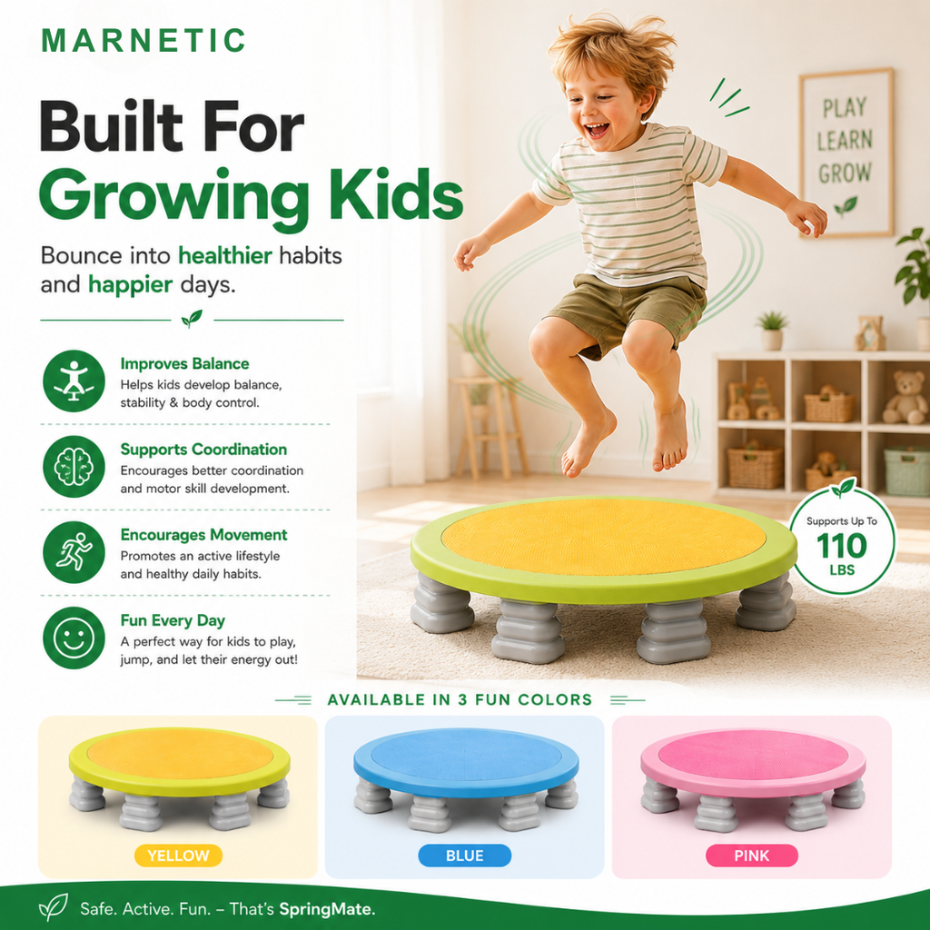 SpringMate – Mini Trampoline pour Enfants, Amusement Intérieur/Extérieur