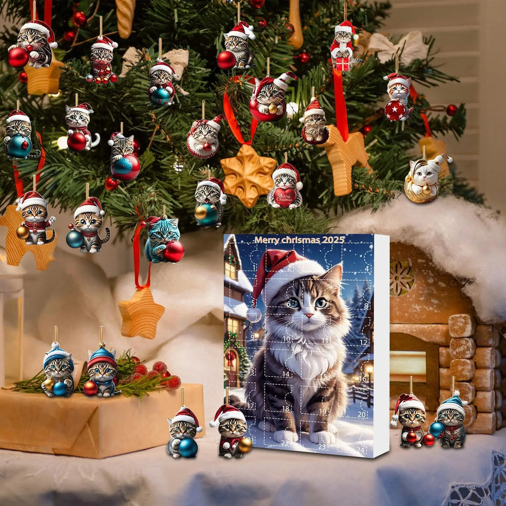 Ensemble d'Ornements de Noël pour Chats de 24 Pièces – Acrylique