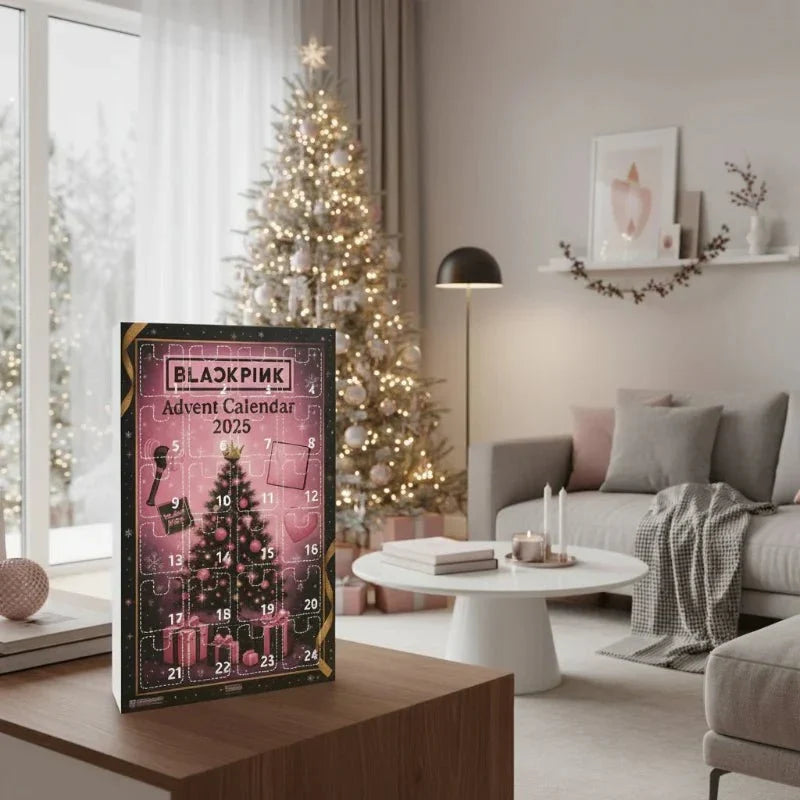 CALENDRIER DE L'AVENT NOIR et ROSE – 24 Jours Pleins de Surprises K-pop pour les Fans