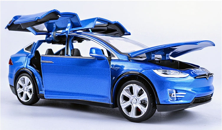 Modèle de voiture Tesla Model X à traction arrière avec fonctionnalités sonores et lumineuses | Jouet à l'échelle 1:32 pour les enfants de 3 à 6 ans