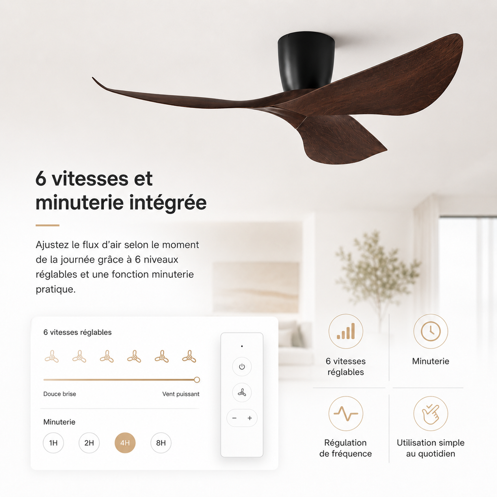 Nelvarn – Ventilateur de Plafond Minimaliste avec Lames