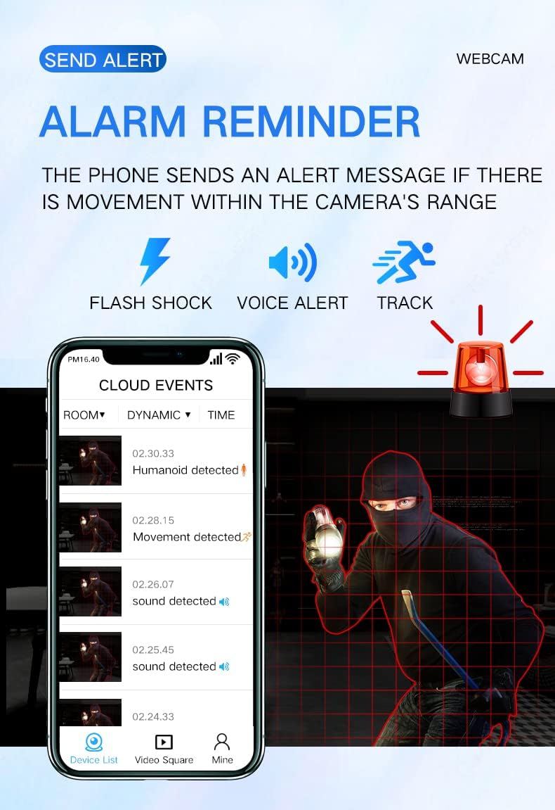 Caméra de Surveillance Intérieure | Détection de Mouvement & Vision Nocturne | Wi-Fi Intégré | SecureView