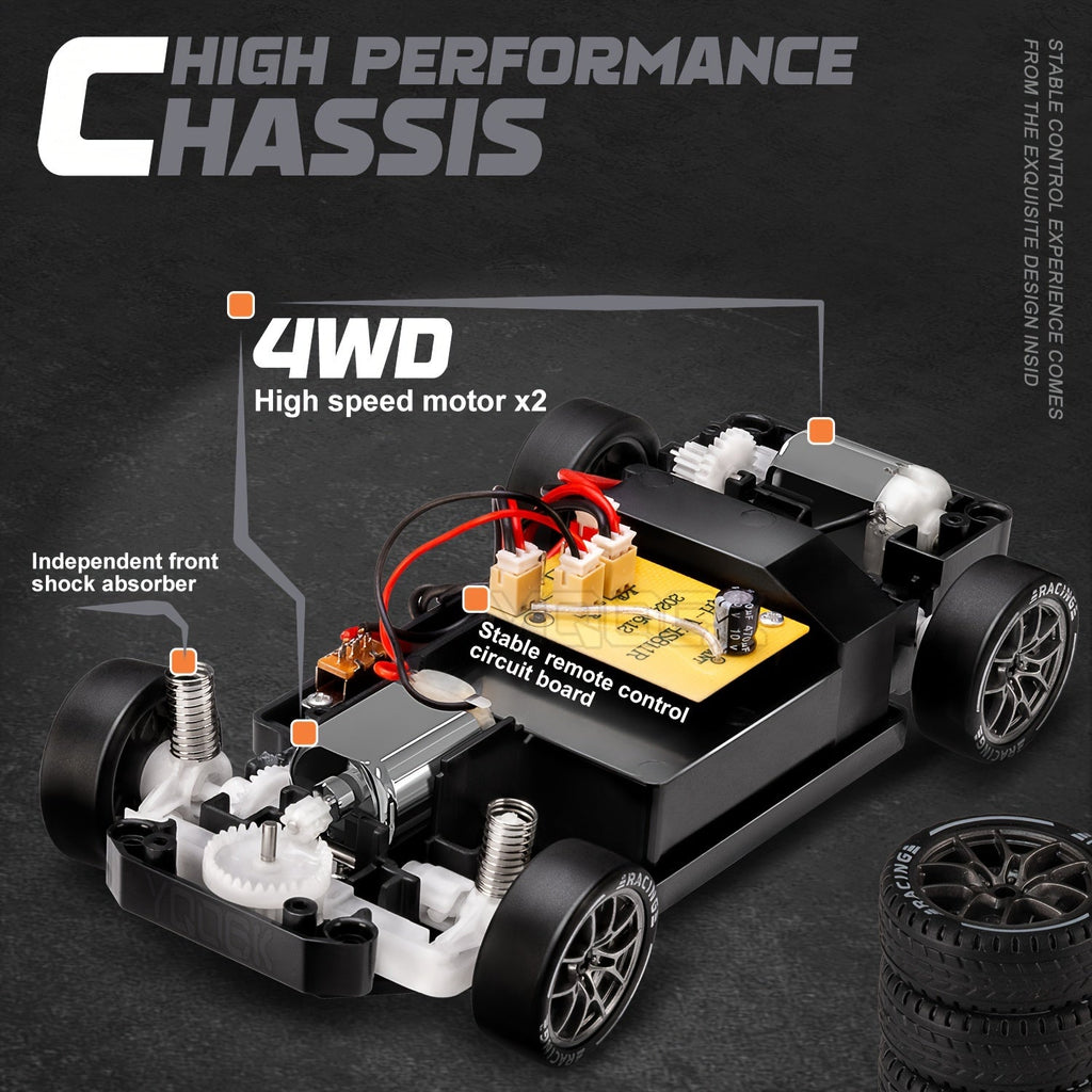 Skanto | Voiture de Drift RC Ultime 1:24 avec Roues LED – Jouet de Course Rechargeable 4WD