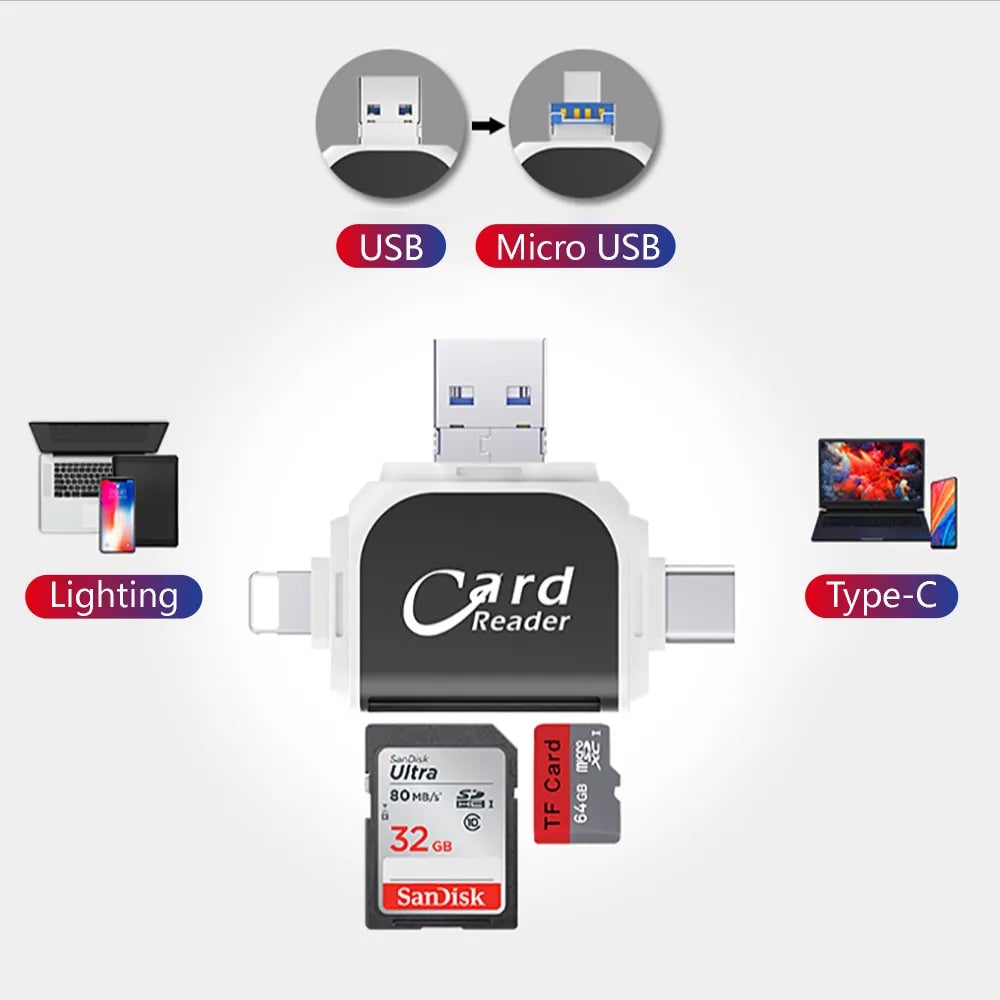 Lecteur de carte SD TF universel 4 en 1 Multi-Port