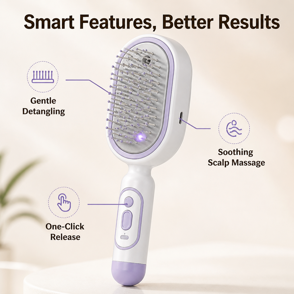 Brushelia™ — Démêlage sans effort et sans douleur qui ravive votre cuir chevelu et irradie la confiance