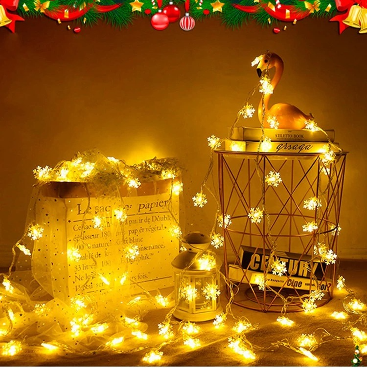 Guirlande LED de Noël avec Flocons de Neige – Lumière Blanche Chaude ou Colorée pour Intérieur & Extérieur