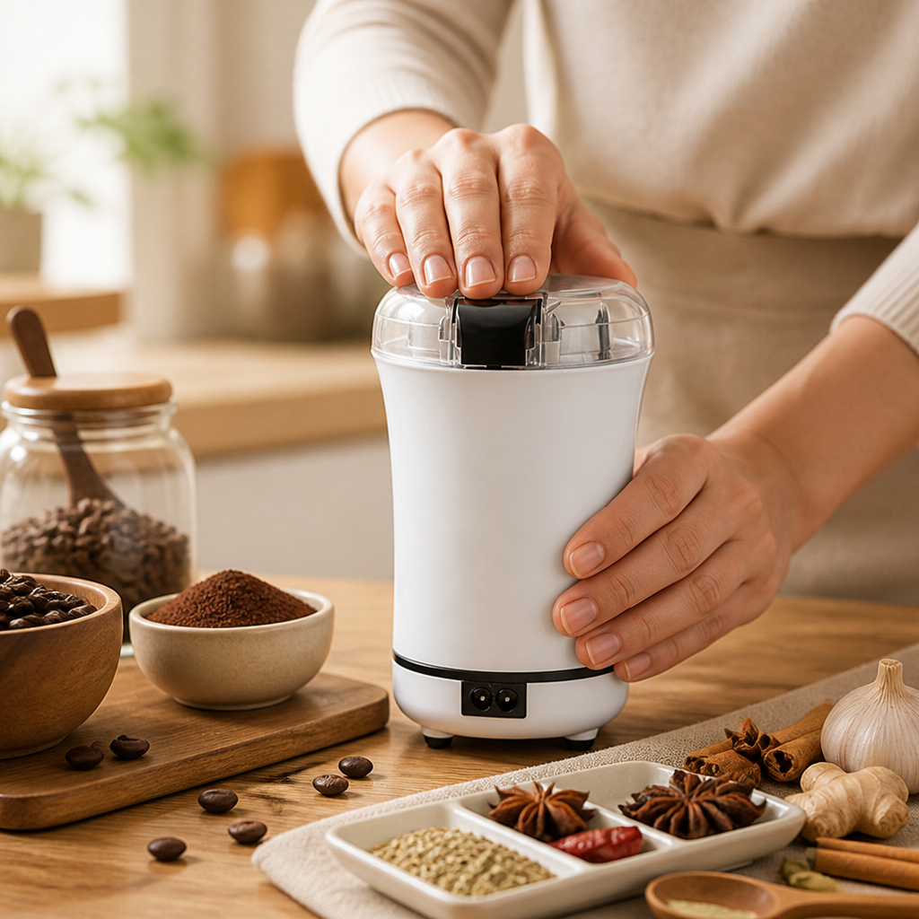Moulin à café et épices avec moteur en cuivre et lames en acier inoxydable (capacité de 100g)