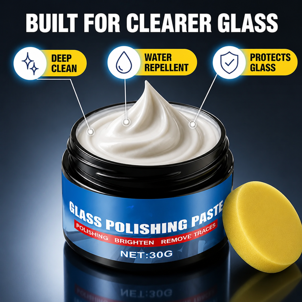 Pâte Rafraîchissante pour Vitres ClariSheen™ — Éliminez l'Éblouissement et la Saleté pour une Conduite Claire et Sans Stress
