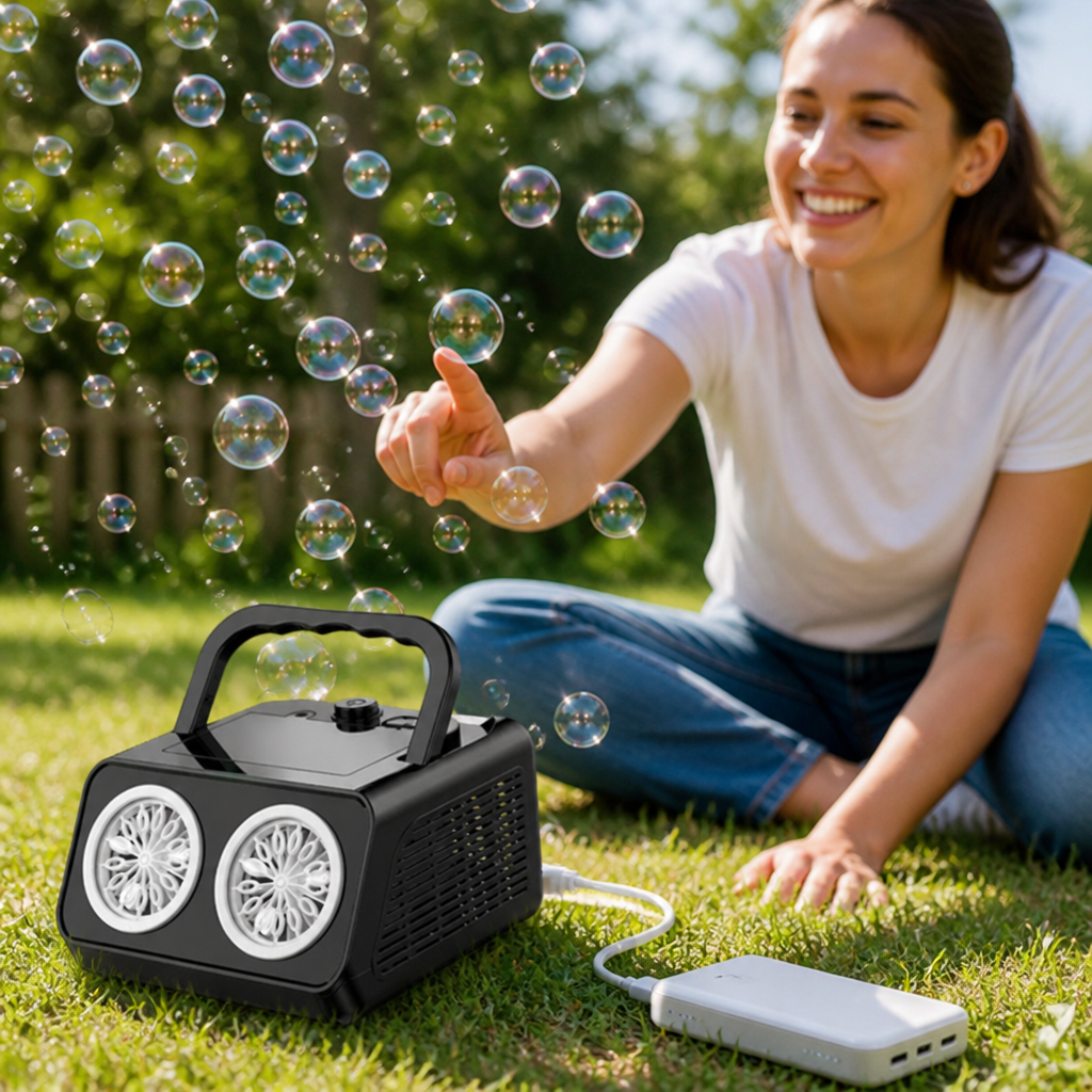 Machine à bulles à haute production USB et alimentée par batterie (20 000 bulles/min)