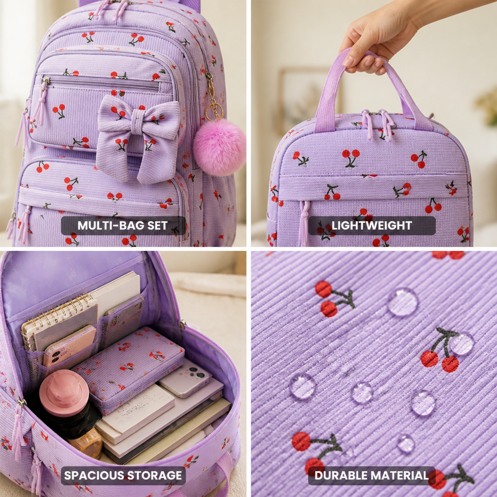 Ensemble de sacs à dos en velours côtelé léger (3 pièces)