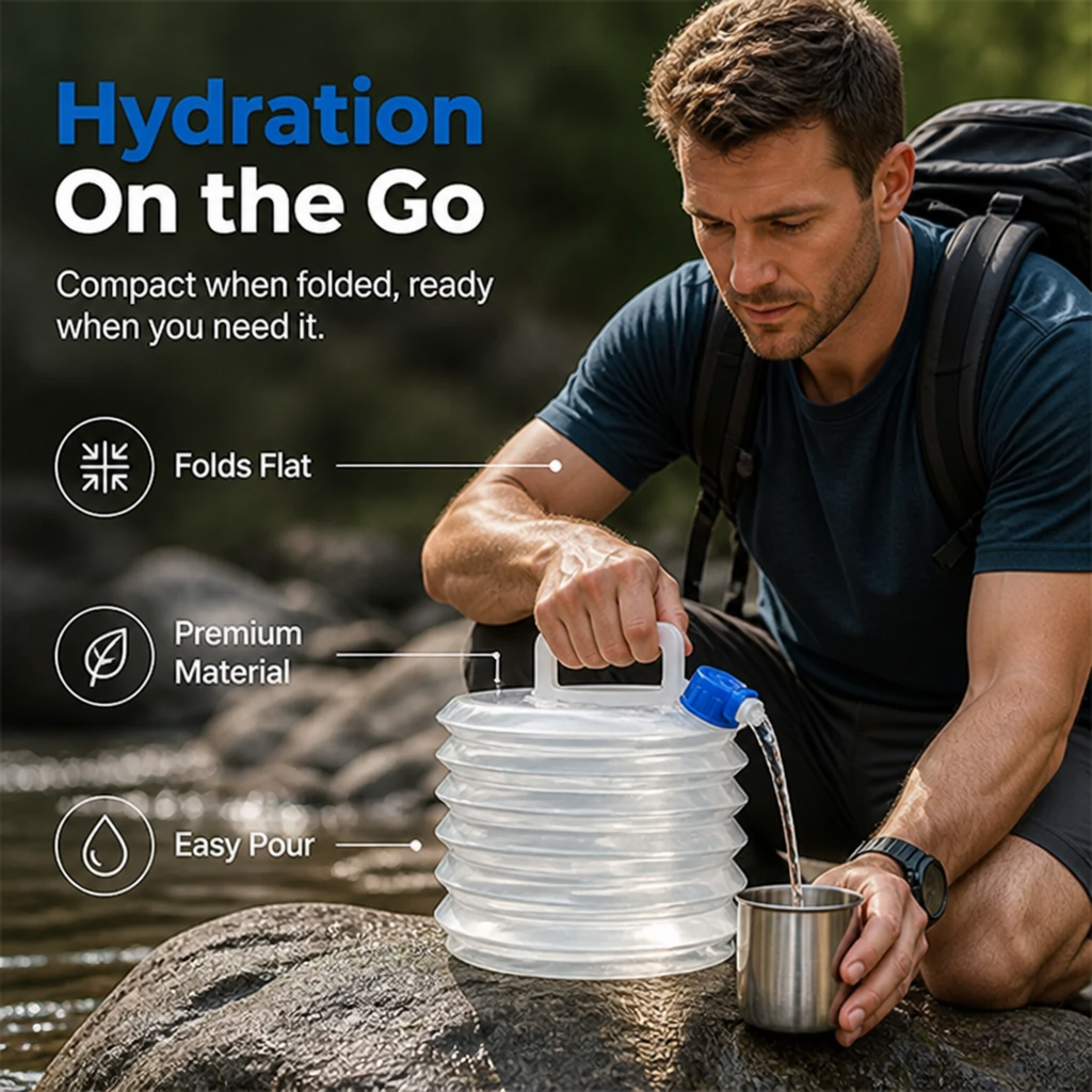 AquaFlex™ — Transportez Plus d'Eau, Éliminez l'Encombrement, et Conquérez Chaque Aventure avec Facilité