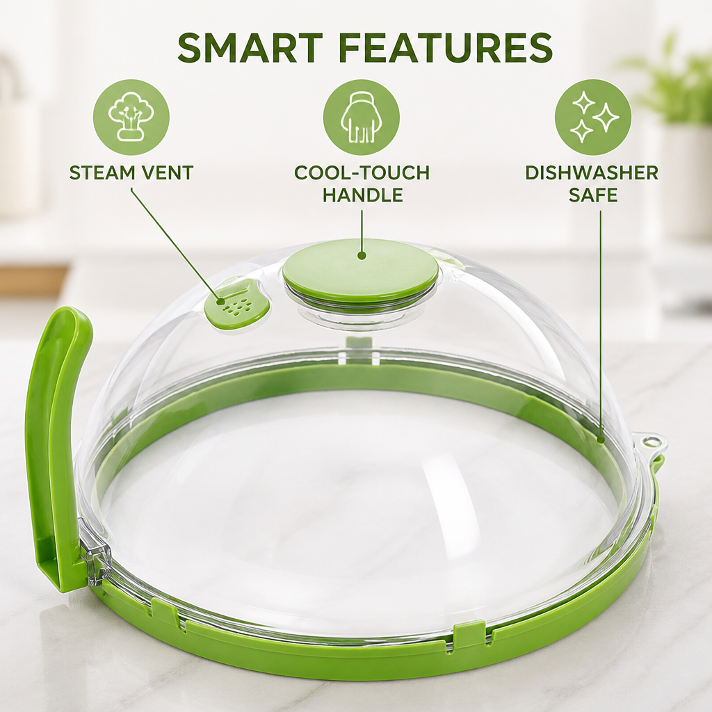 Splatteriva™ Micro-ondes Transparent 10" — Conservez les Nutriments et Évitez le Désordre pour des Repas Plus Sains et Savoureux à Chaque Fois