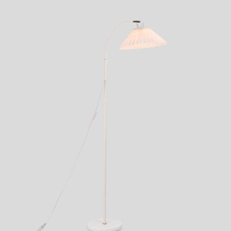 Lampe sur pied LED minimaliste avec abat-jour en tissu plissé