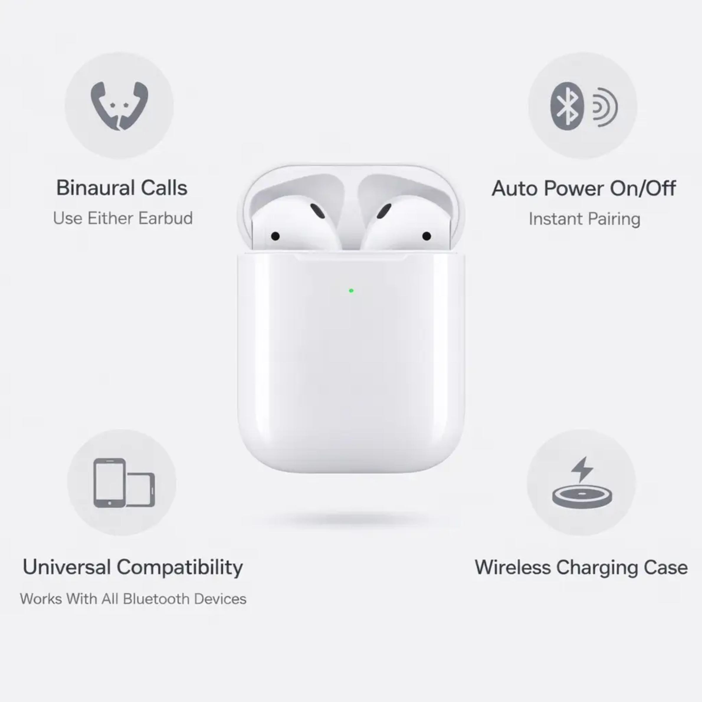 BowLift | Écouteurs sans fil de 2ème génération avec étui de chargement - Écouteurs Bluetooth abordables pour iPhone