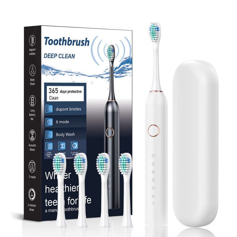 Skanto | Brosse à Dents Électrique Sonique | 6 Modes & Étanchéité IPX7 | Blanc, Noir, Rose