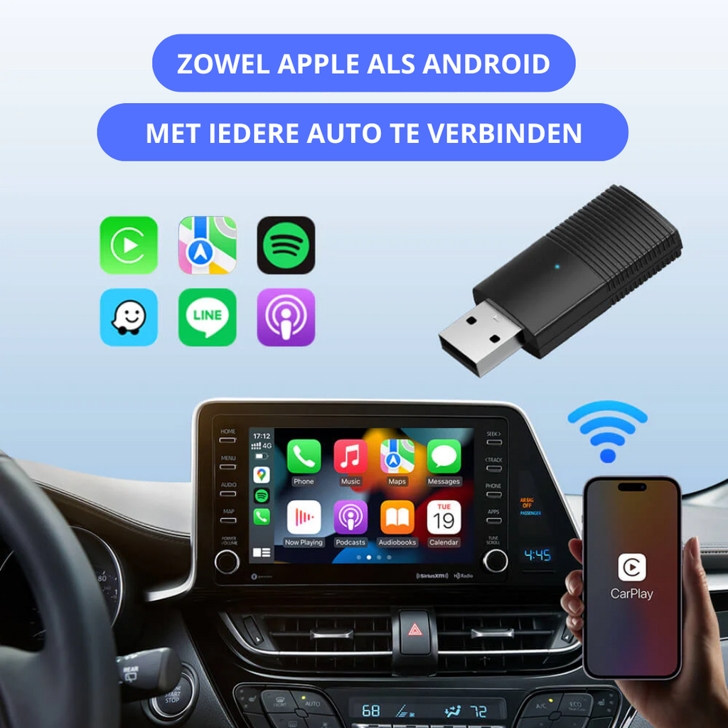 Apple/Android Carplay | Découvrez Carplay sans fil dans votre voiture | Connexion directe via BT