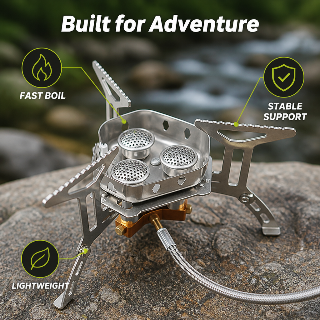 Réchaud de Camping BlazeRoam™ 5800W — Allumez la Liberté et Nourrissez Vos Aventures les Plus Sauvages Plus Rapidement