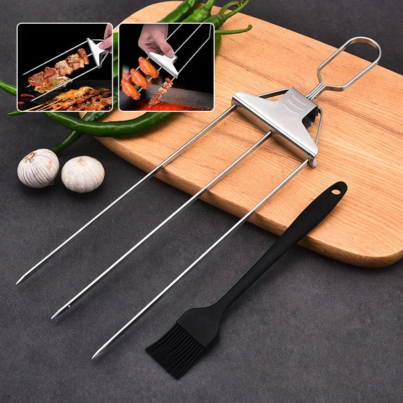 GrillMaster - Brochettes de barbecue 3-en-1