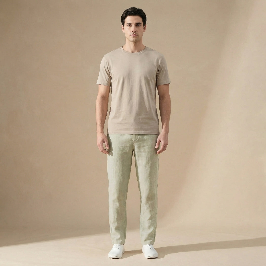 Pantalon en Lin - Pantalon d'Été Respirant avec Taille Élastique - Montaro