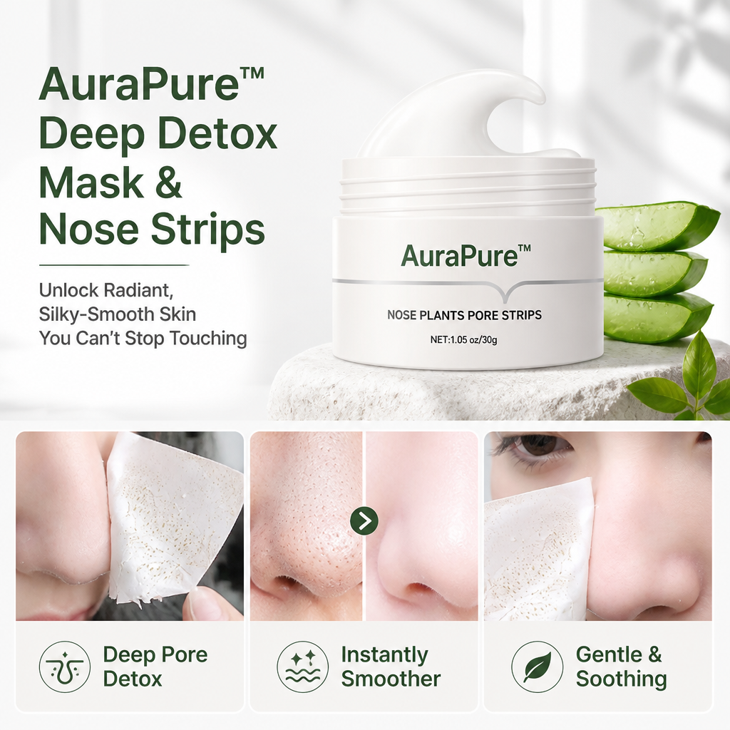 Masque Détox Profond AuraPure™ & Bandes Nasales — Déverrouillez une Peau Radieuse et Douce comme de la Soie que Vous ne Pouvez Pas Résister à Toucher