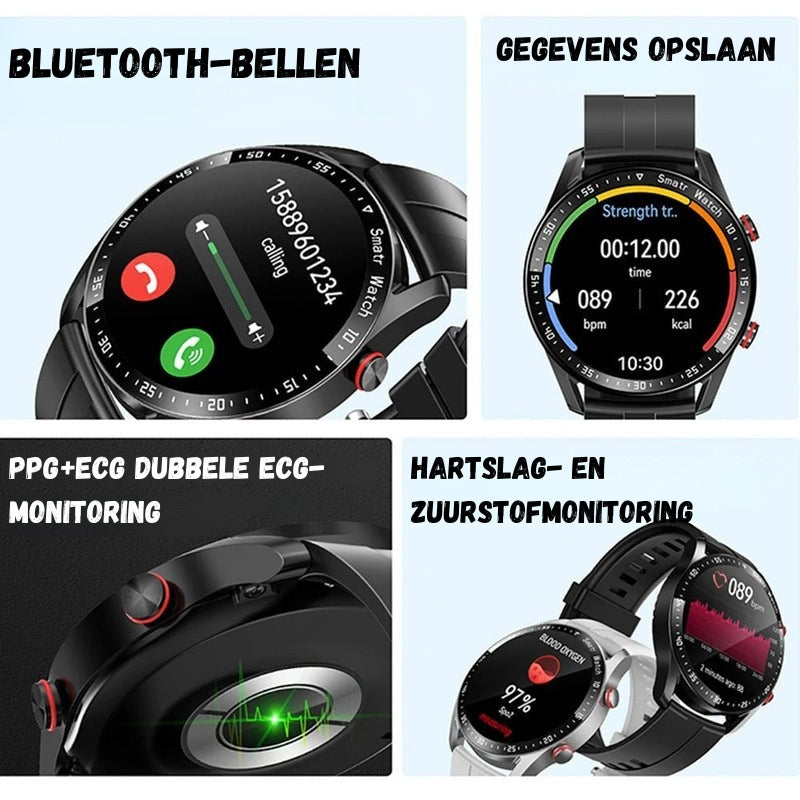 Montre Connectée Moniteur de Fréquence Cardiaque - Montre de Santé Slim - VitaPols