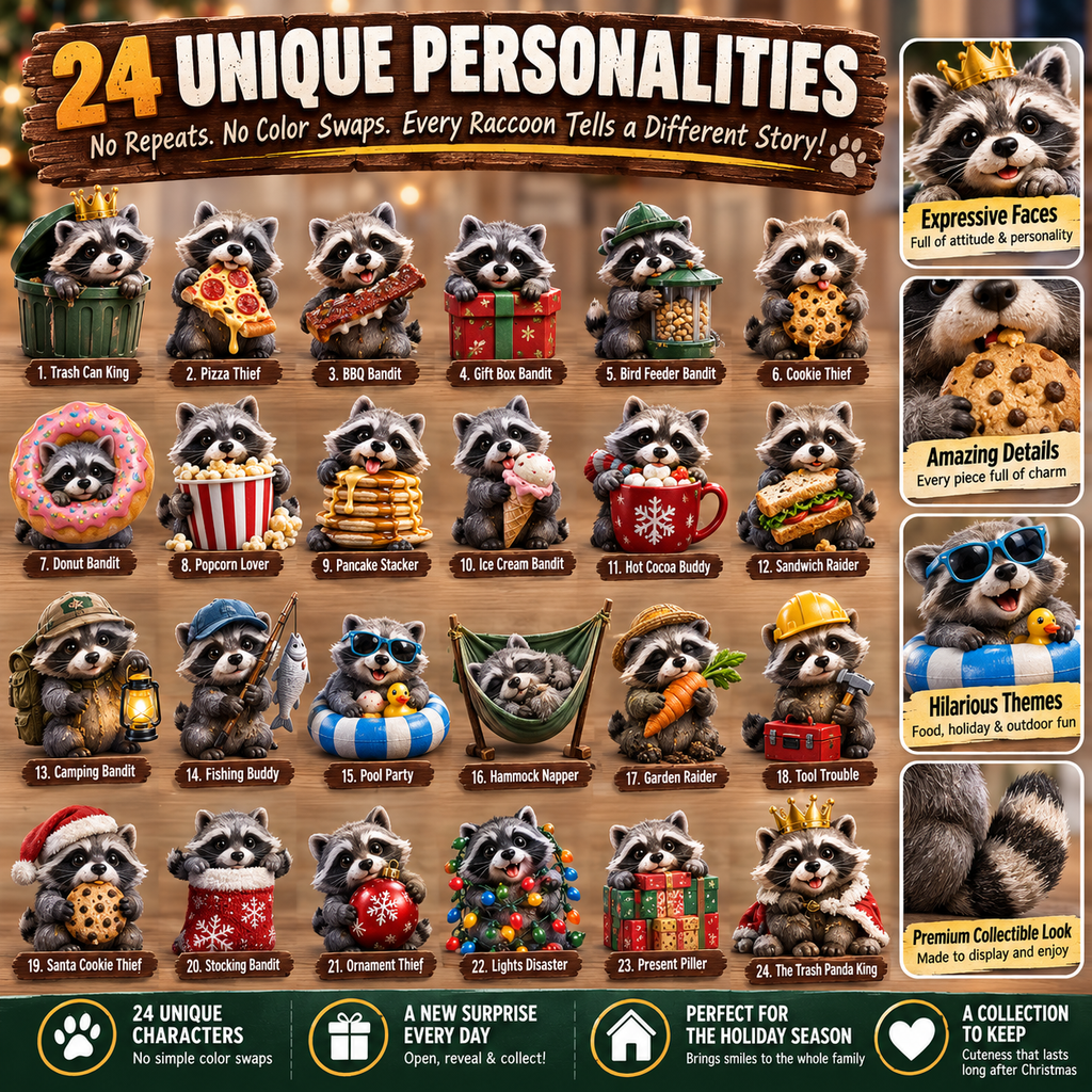 🦝 Calendrier de l'Avent des Bandits de Jardin – 24 Jours de Petits Tracas