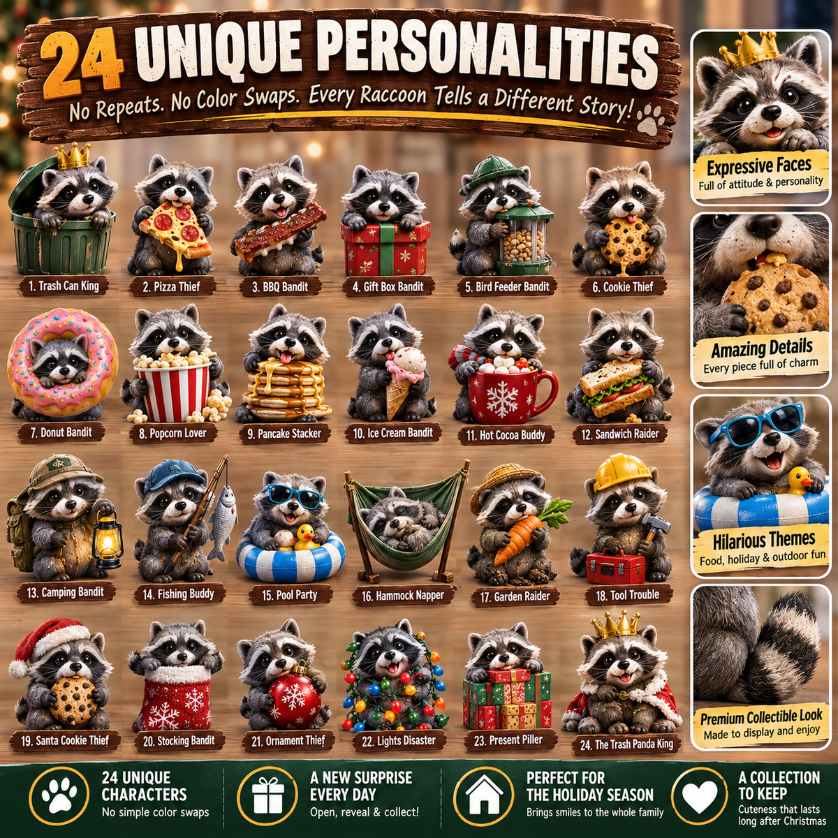 🦝 Calendrier de l'Avent des Bandits de Jardin – 24 Jours de Petits Tracas