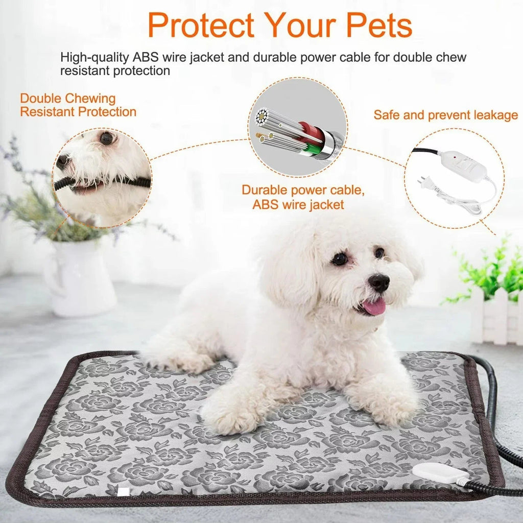 Tapis Chauffant Électrique pour Chiens – Tapis de Chaleur Réglable pour Animaux de Compagnie