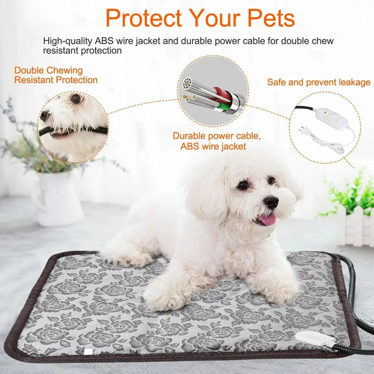 Tapis Chauffant Électrique pour Chiens – Tapis de Chaleur Réglable pour Animaux de Compagnie