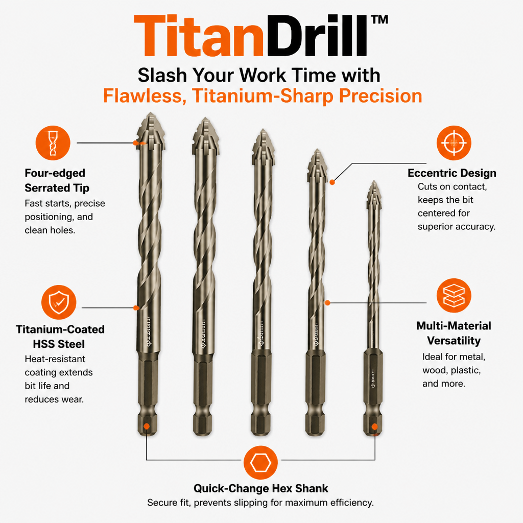 TitanDrill™ — Réduisez votre temps de travail avec une précision parfaite, aiguisée au titane