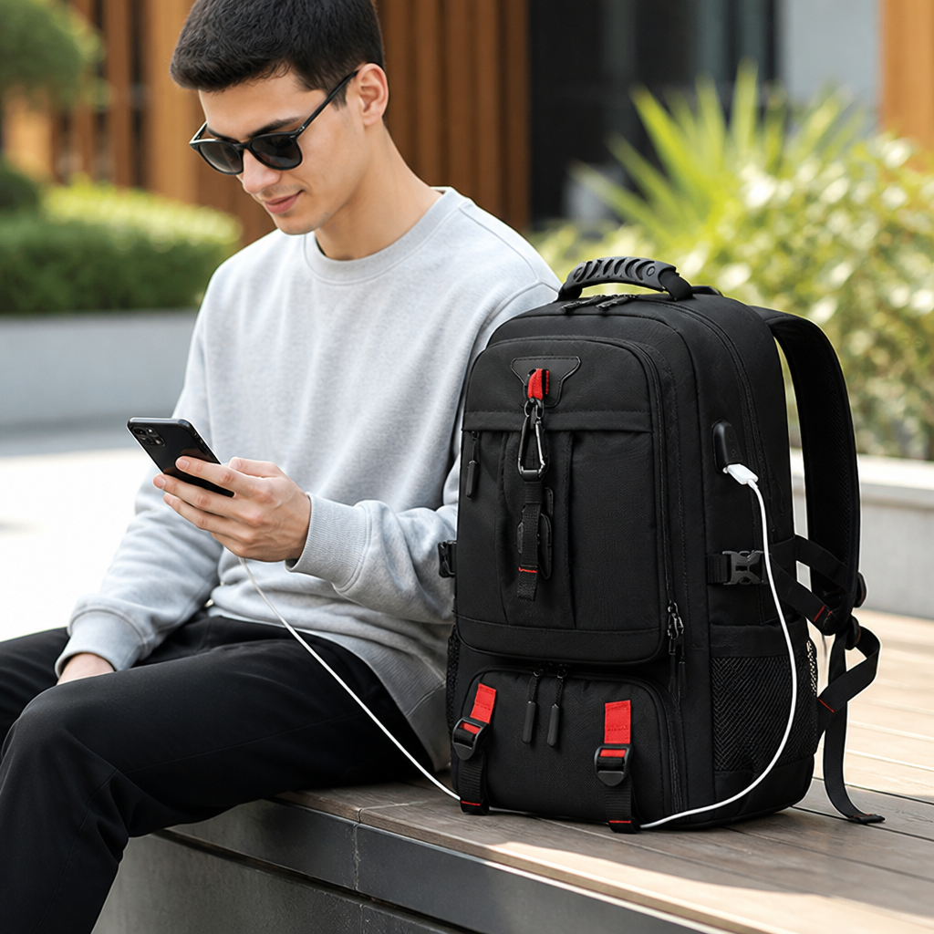 Sac à dos anti-vol USB pour ordinateur portable extensible de 60L