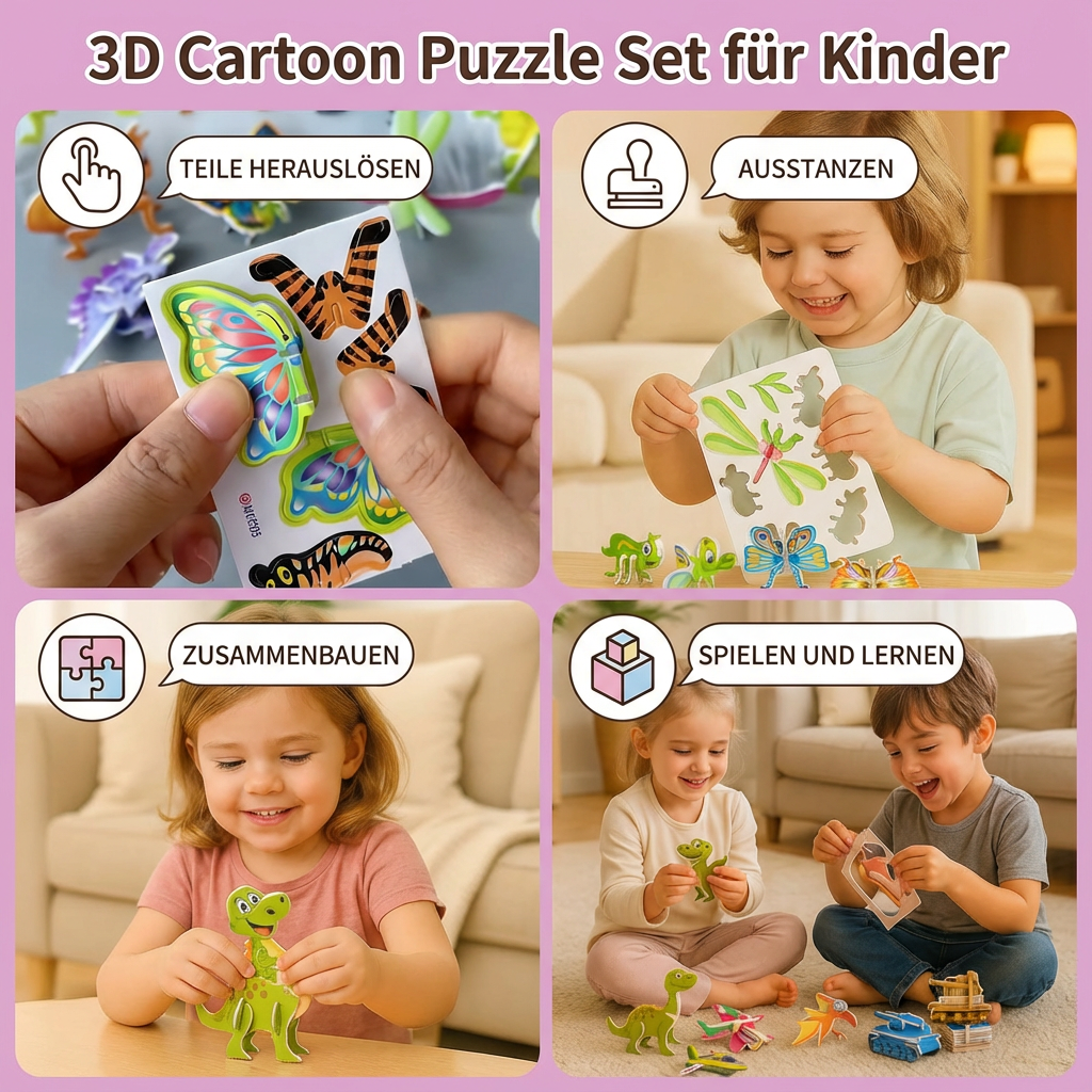 Ensemble de Puzzles 3D Cartoon pour Enfants