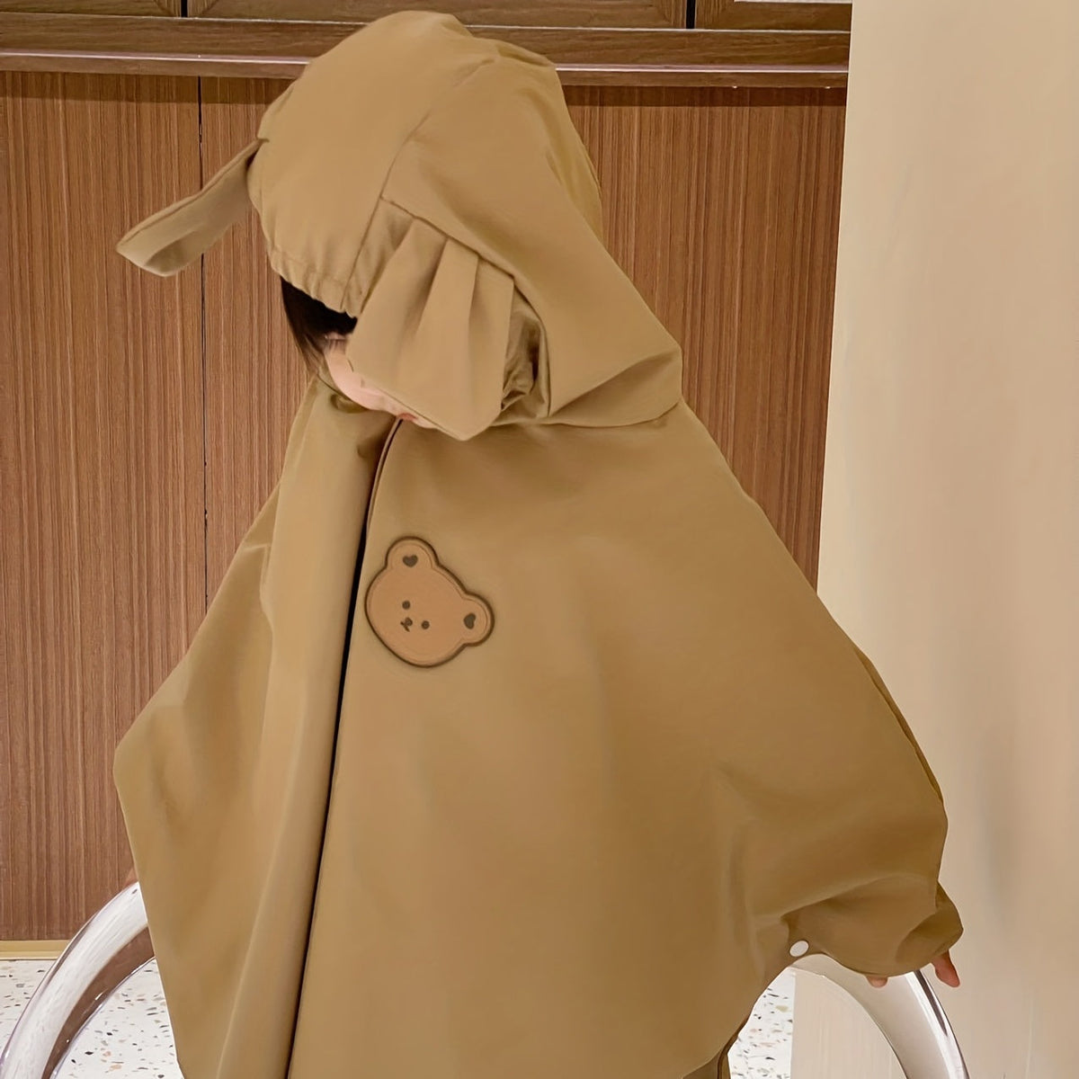 Veste de Pluie Enfant avec Capuche – Veste Imperméable avec Imprimé Ours ou Lapin