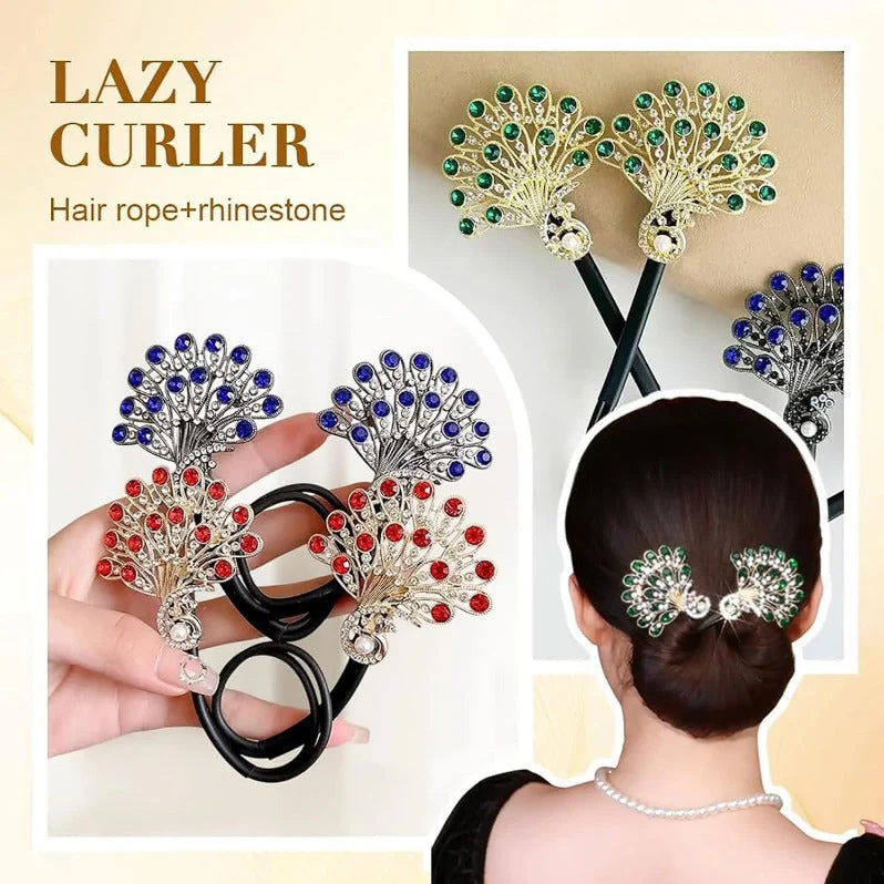Barrette à Cheveux en Forme de Feuille de Cristal｜Élastique à Queue de Cheval Inspiré du Vintage