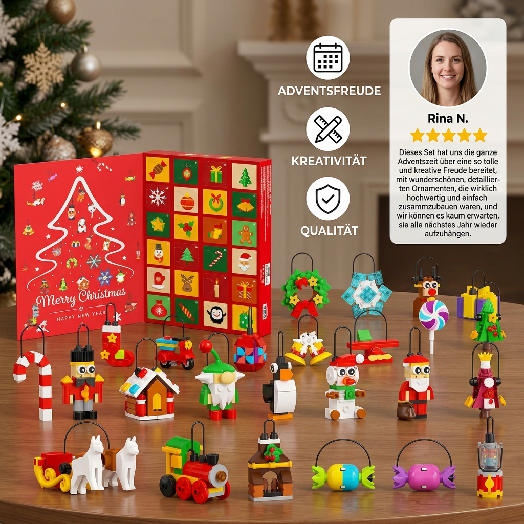 Calendrier de l'Avent en briques décoratives de Noël