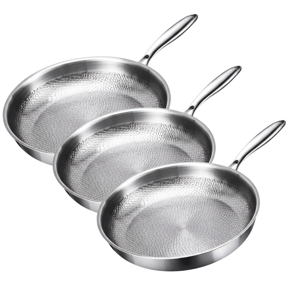 Ensemble de Casseroles Premium en Titane 3 Pièces – Adapté pour Induction & Revêtement Naturel Antiadhésif – 3 Casseroles