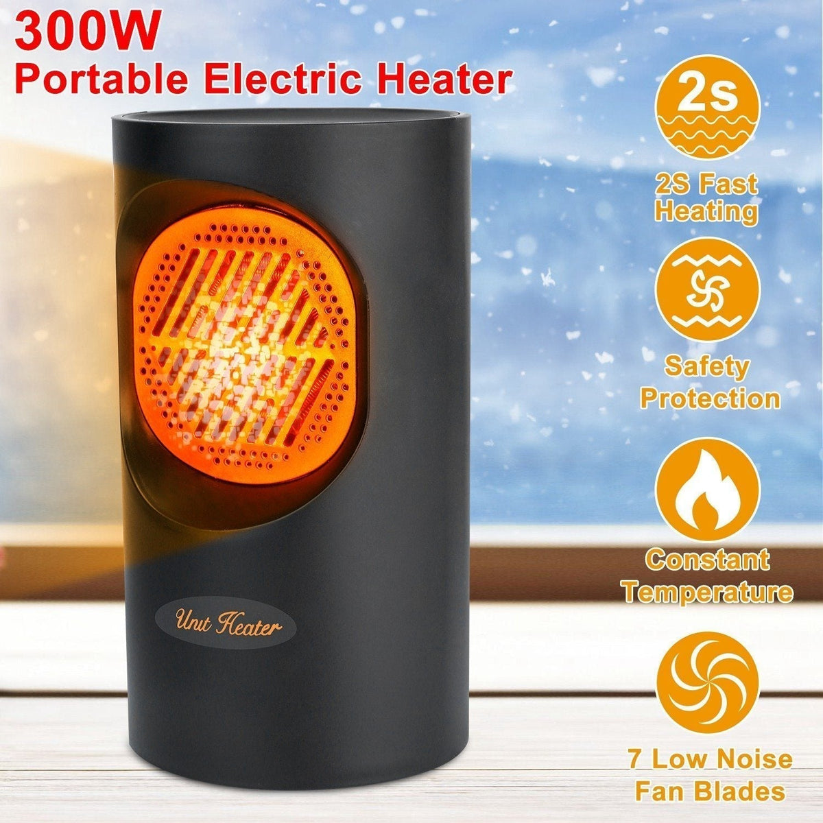 Mini Chauffage Électrique 300W – Chauffage Portable Compact