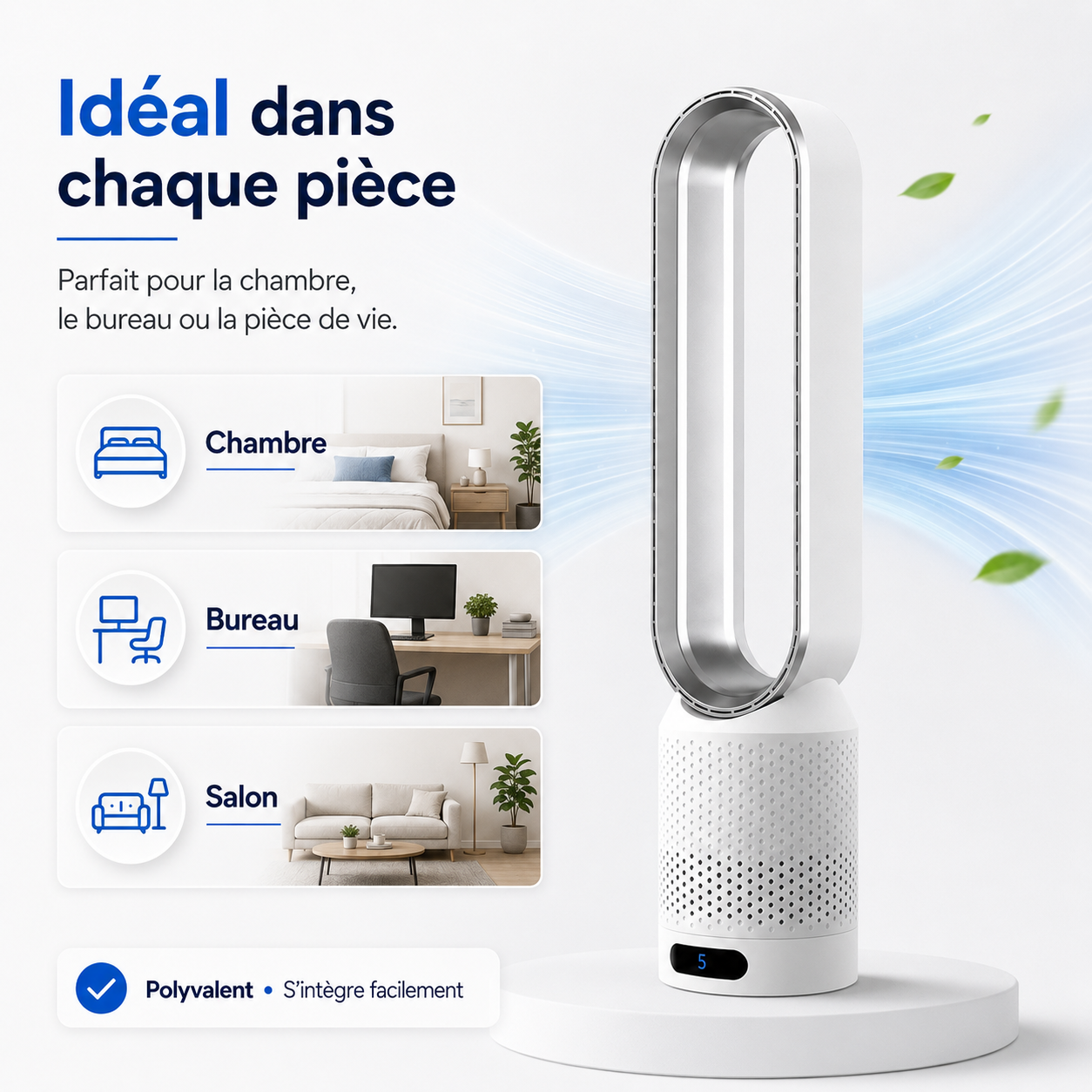 Refroidisseur d'air 3-en-1 | Purificateur d'air UV et Ionisateur