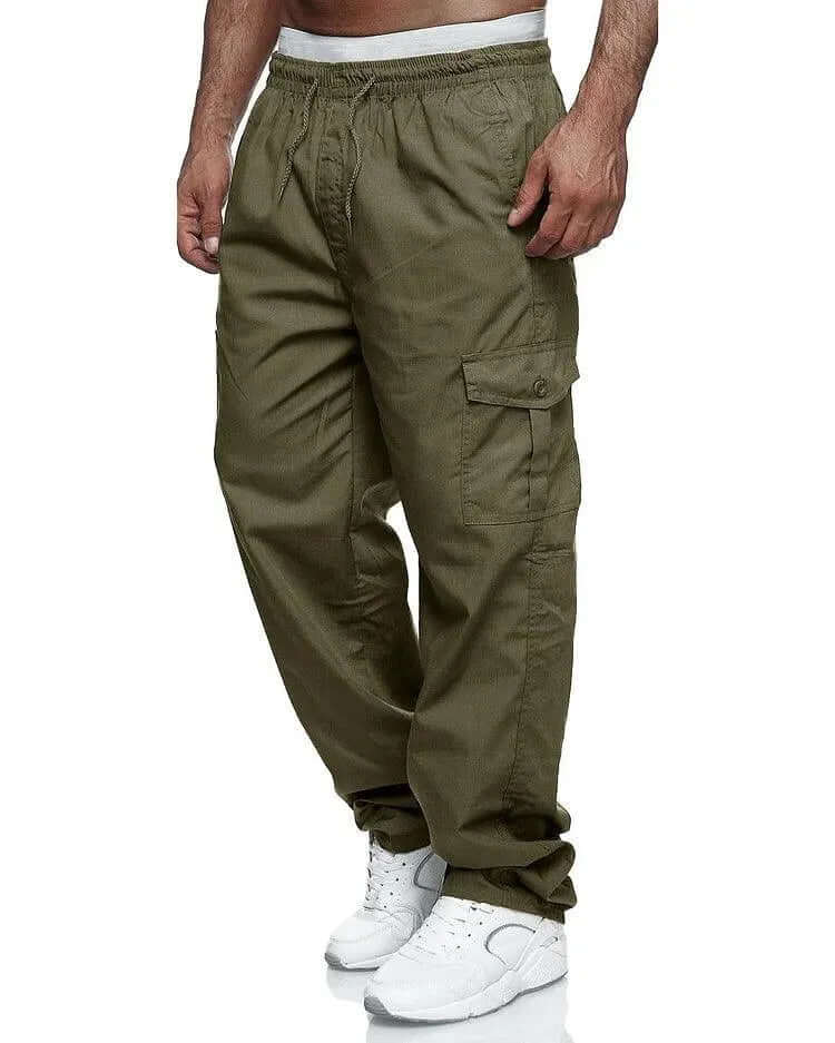Pantalon Cargo Homme Coupe Ample avec Taille Élastique